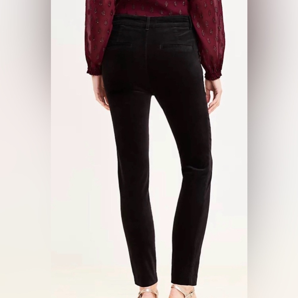 LOFT Black Velvet Slim Fit Pants - Picture 6 of 16